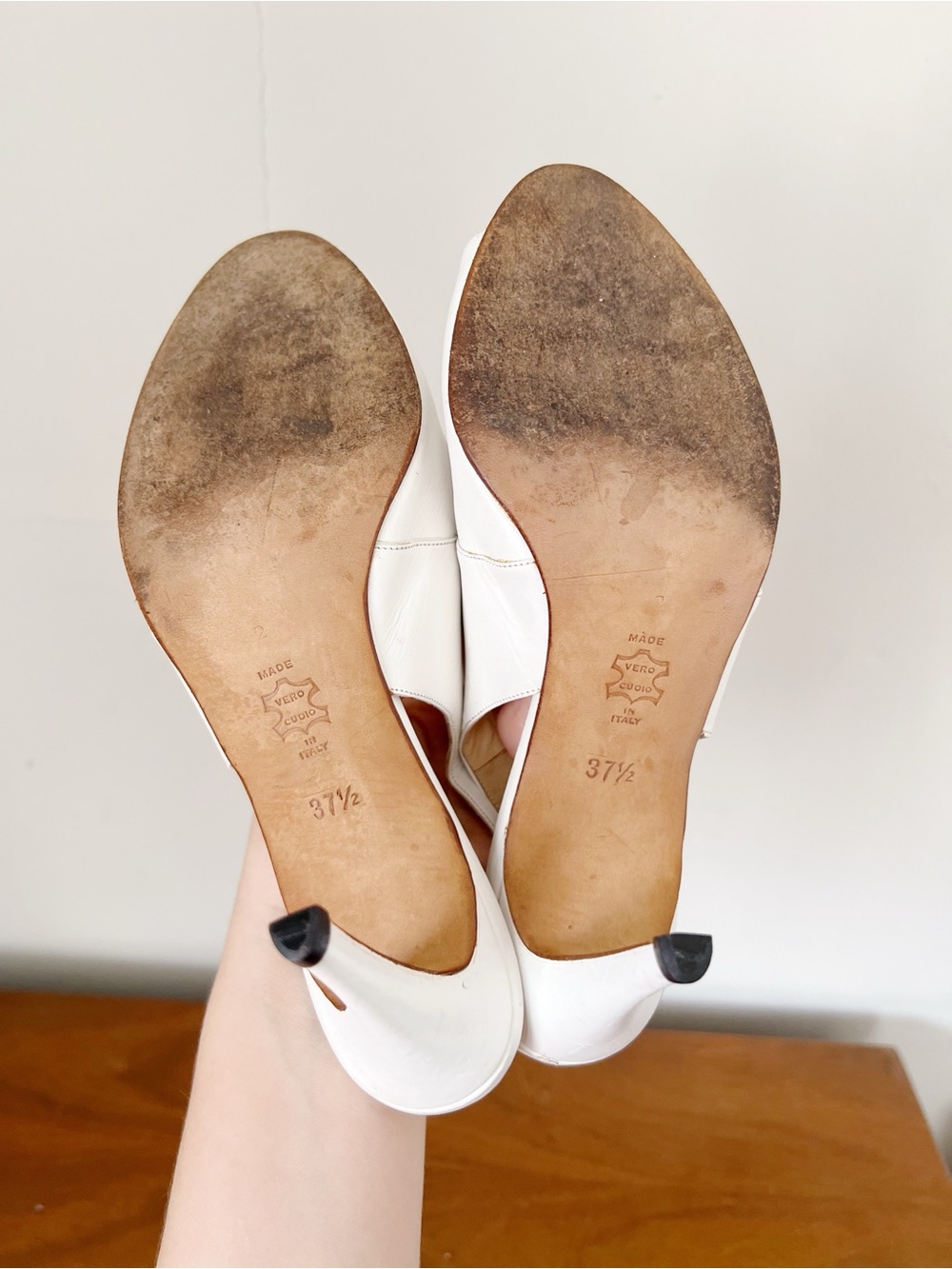 Manolo Blahnik • cream leather heels slingback pumps open toe cutout sandals - Picture 11 of 12